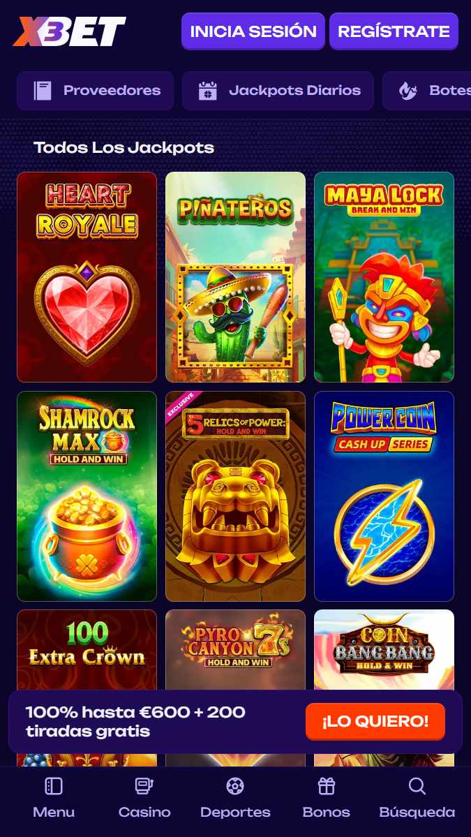 Juegos de Jackpot populares en x3bet