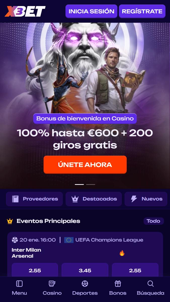 Página inicial de X3Bet