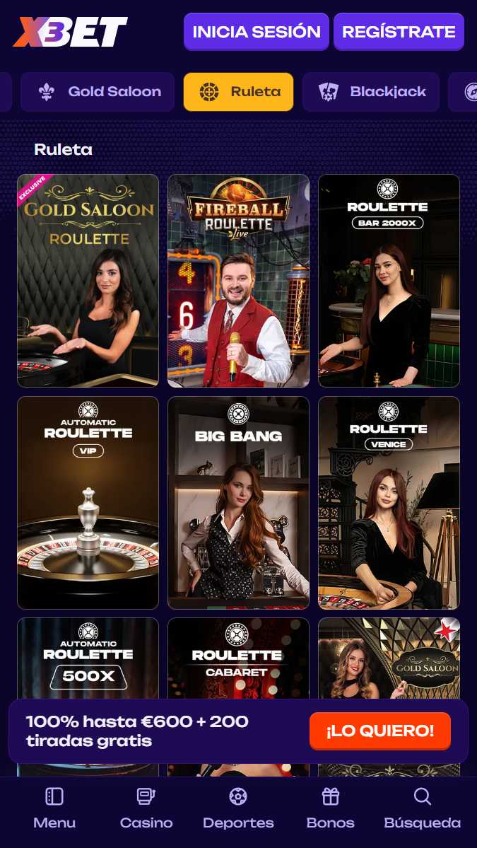 Juegos de ruleta en directo x3bet