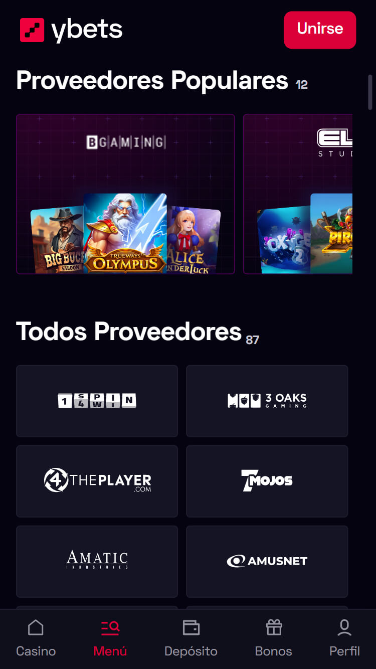 Proveedores de software en ybets