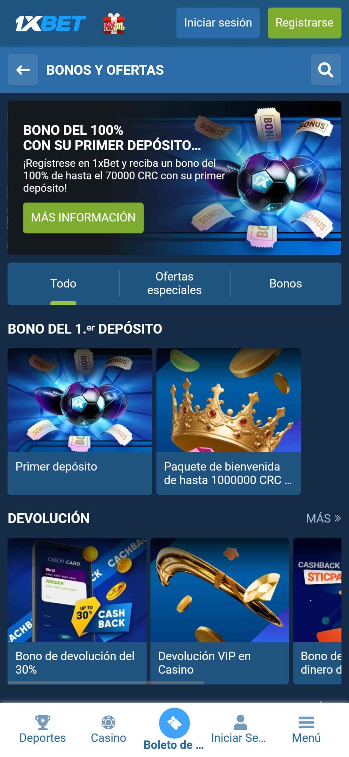 1xbet bono costa rica