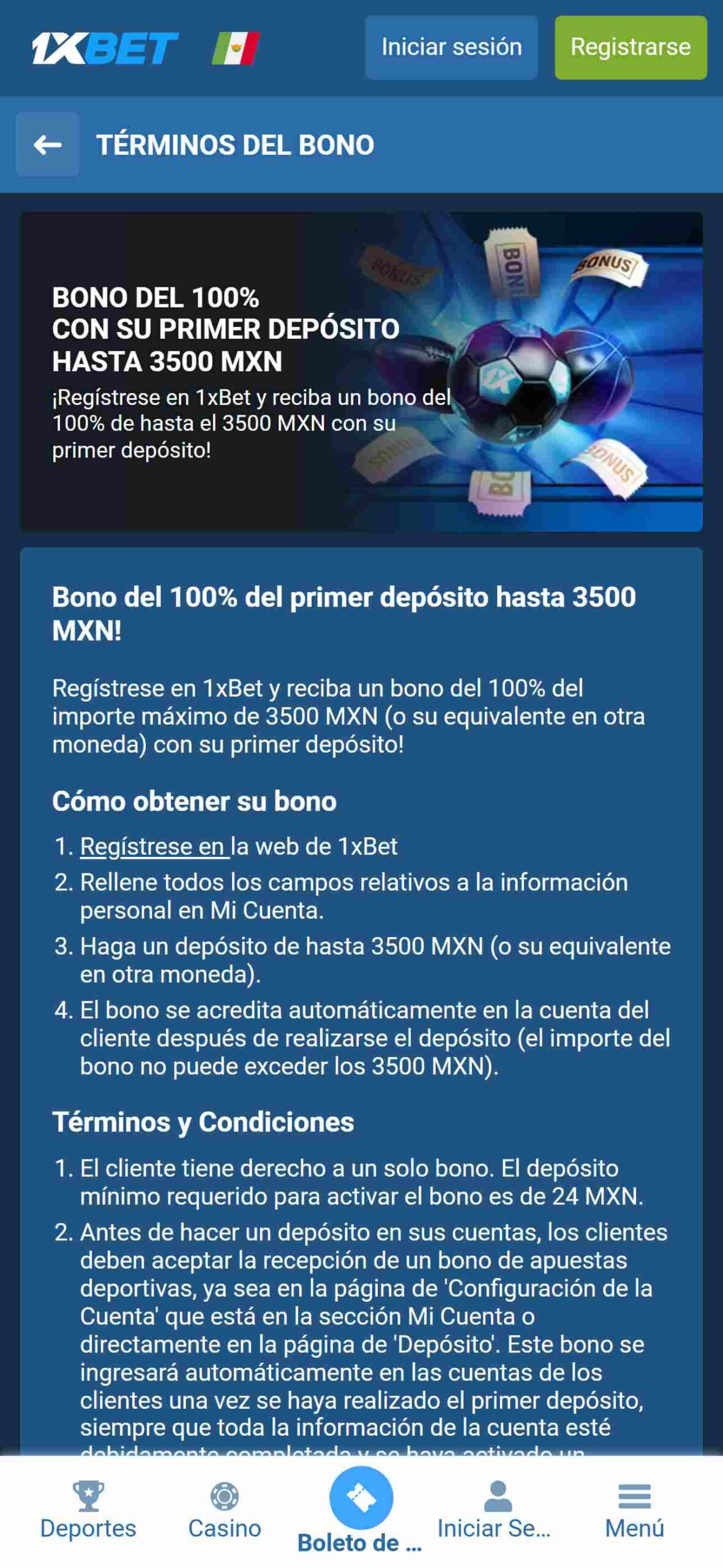 1xbet bono mexico