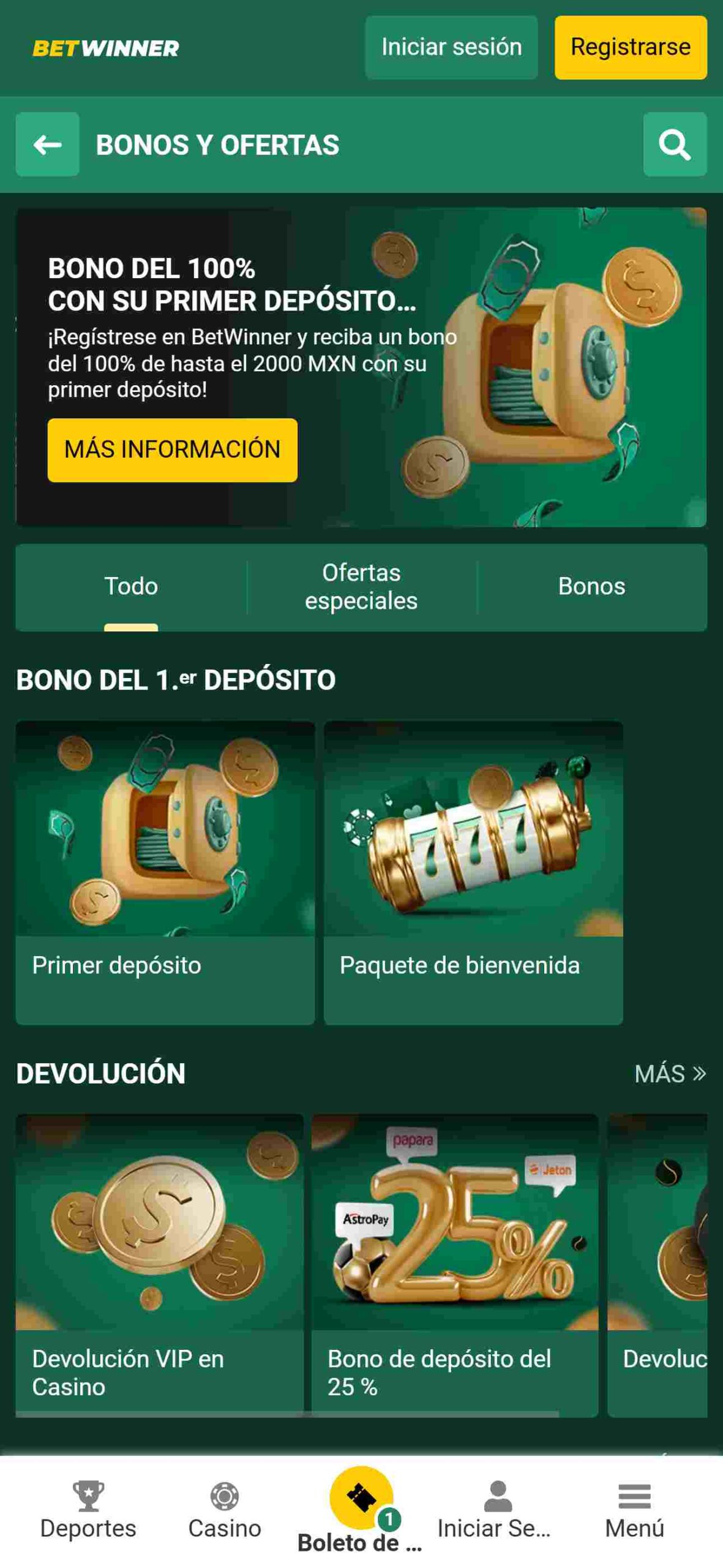 Betwinner bono de bienvenida