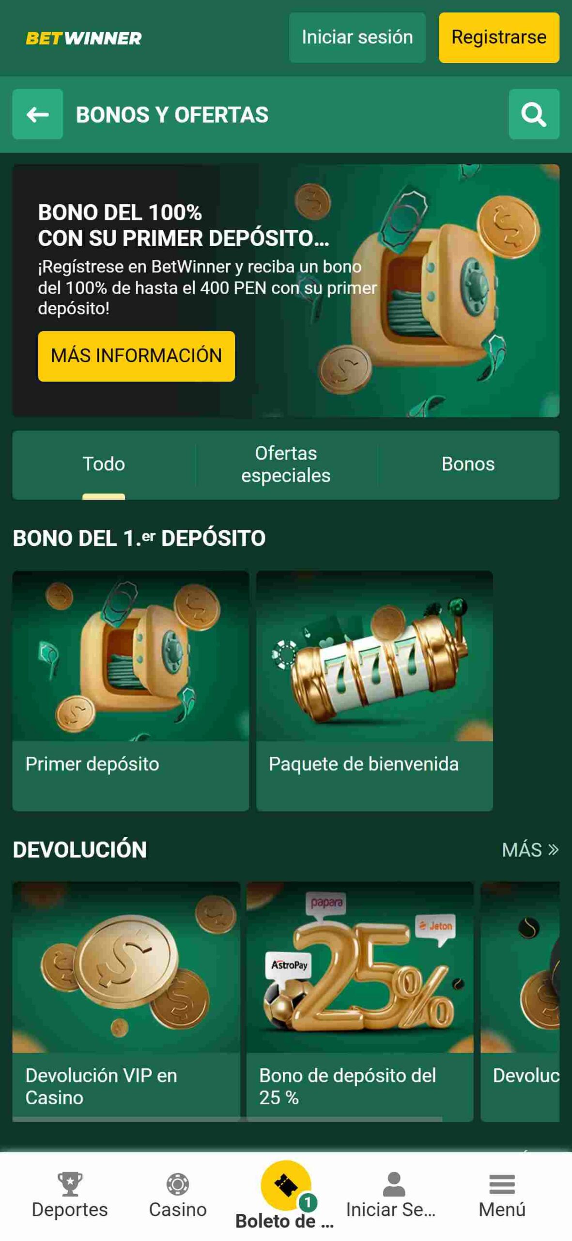 Betwinner peru promociones
