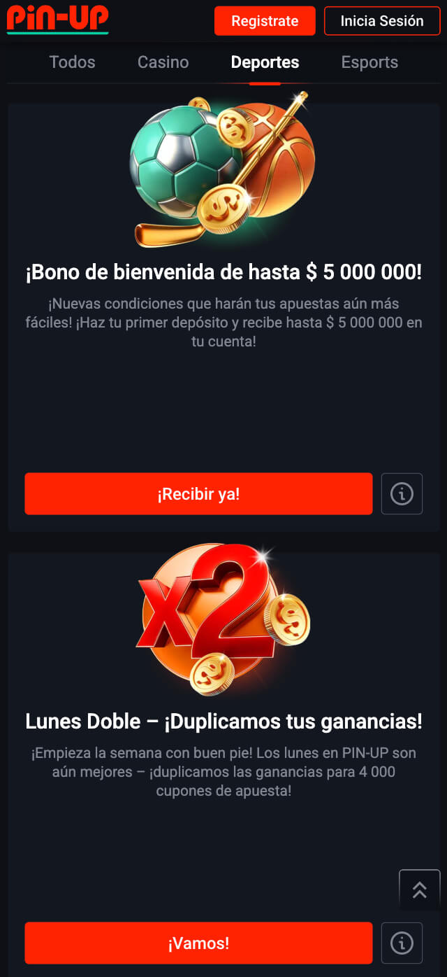 Promociones en Pinup deportes