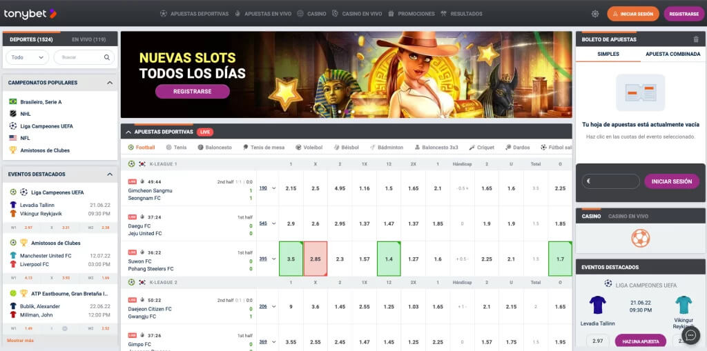 Tonybet casa de apuesta reseña CH