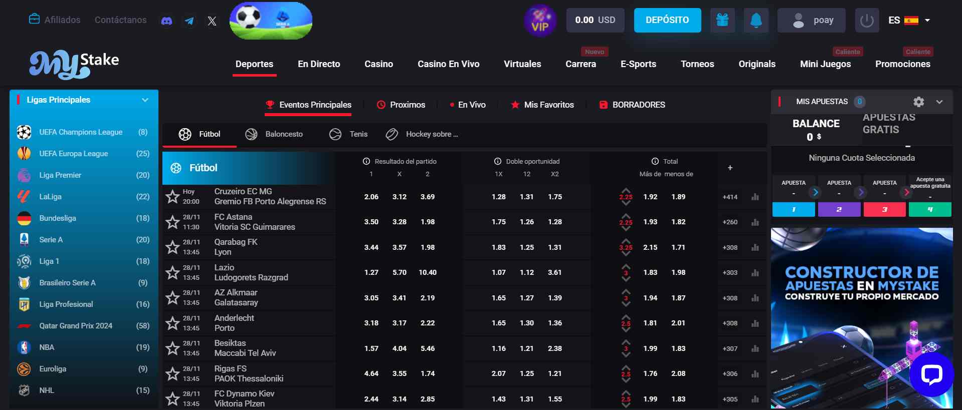 Apuestas deportivas Mystake