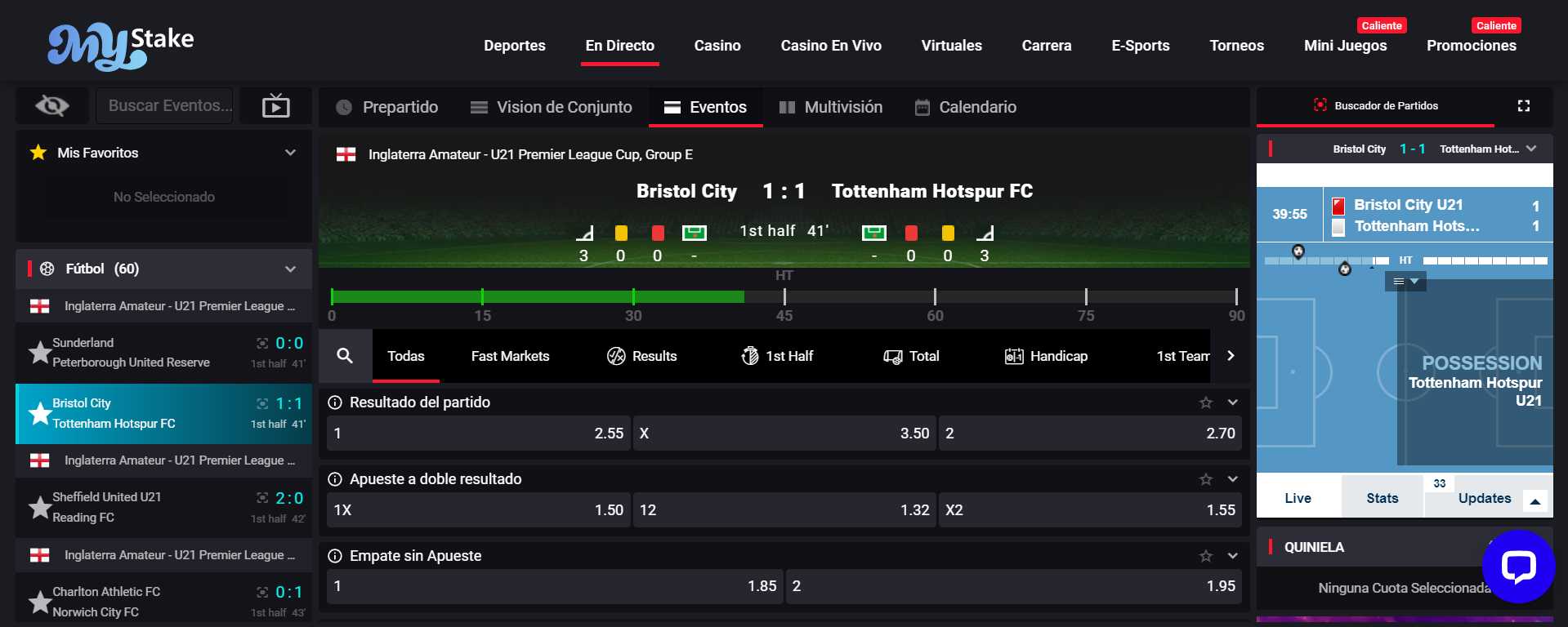 apuestas en vivo Mystake