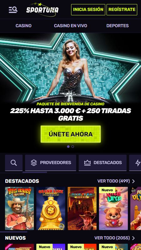 Página principal de la casa de apuestas Sportuna