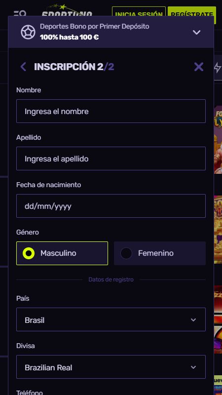 Crear una cuenta en Sportuna