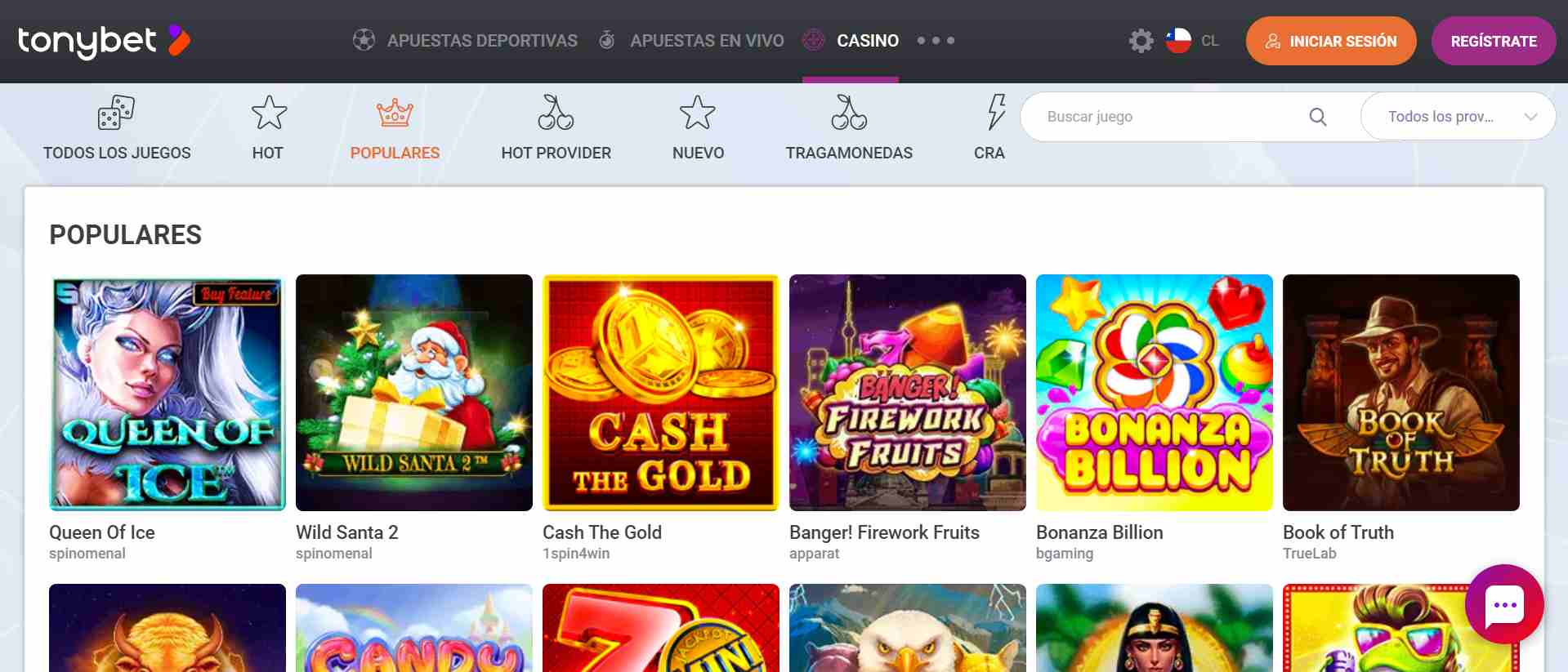 Juegos de casino Tonybet