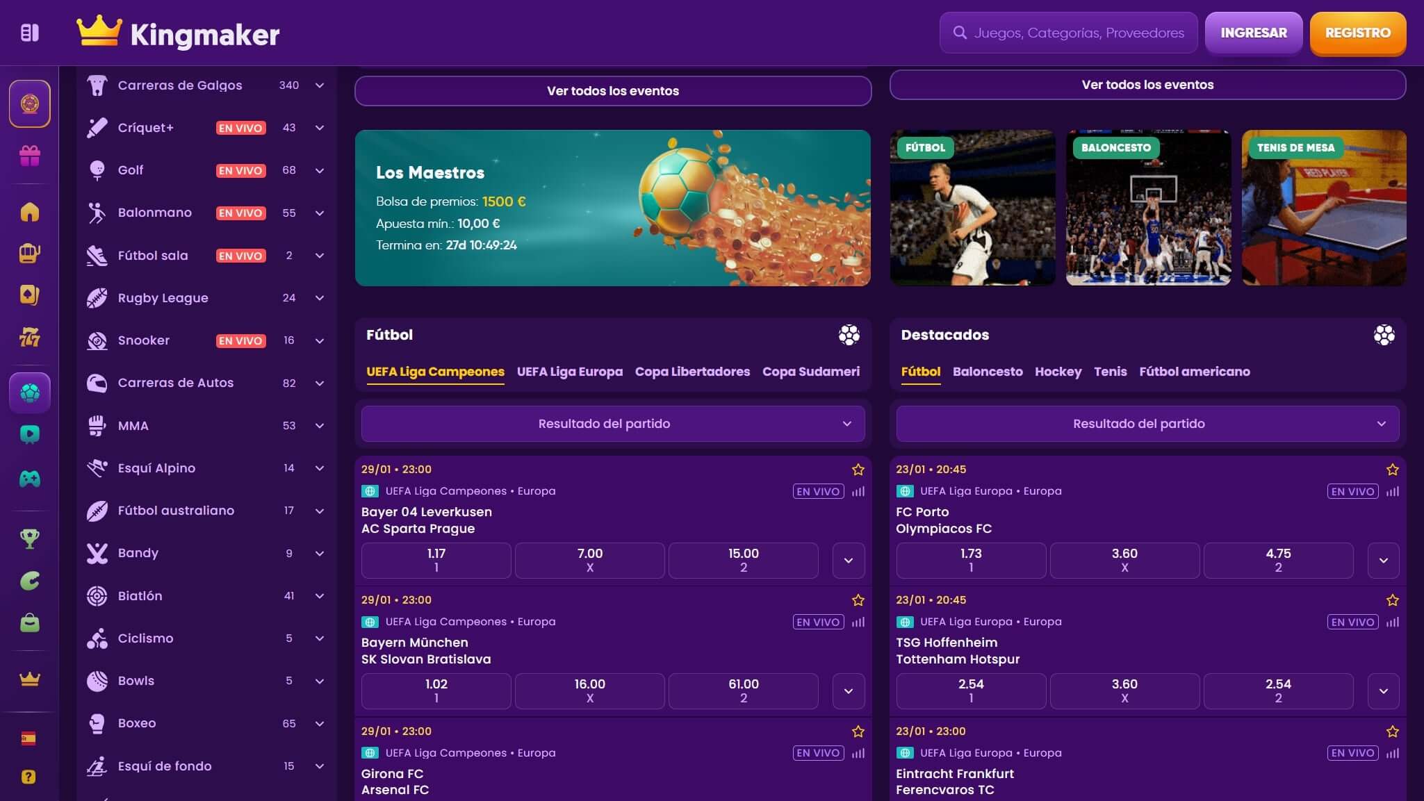 Kingmaker Bookmaker Sport Betting Spain, apuestaes.net