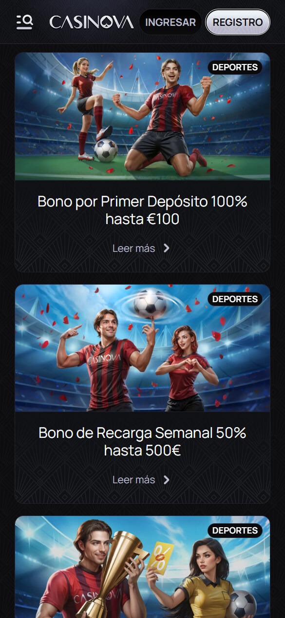 Bonos y promociones Casinova
