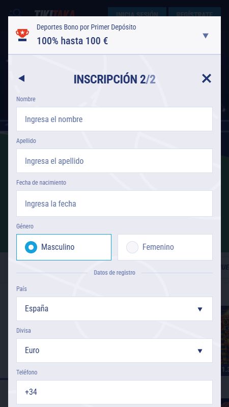 Crear una cuenta en Tikitaka