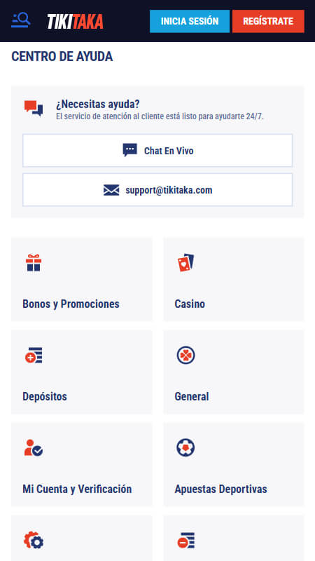 Servicio de atención al cliente de TikiTaka bet