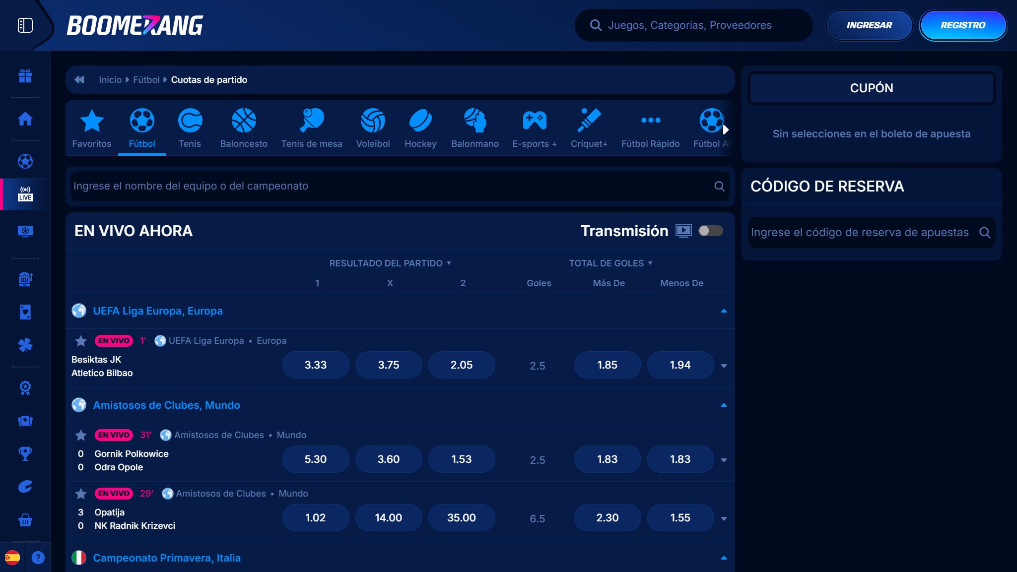 Boomerang-bet Bookmaker Live Betting Spain, apuestaes.net