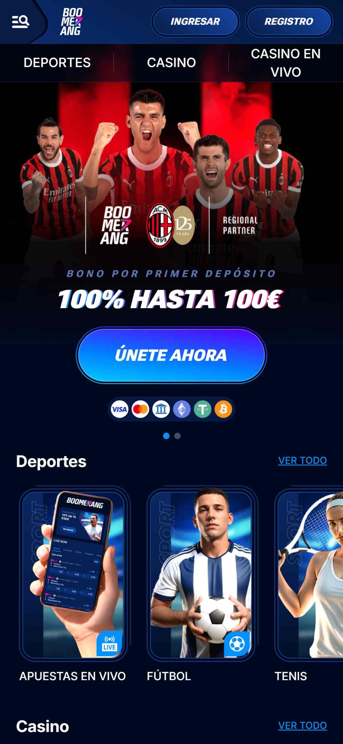 Boomerang-bet Bookmaker Main Page Spain (mobile), apuestaes.net