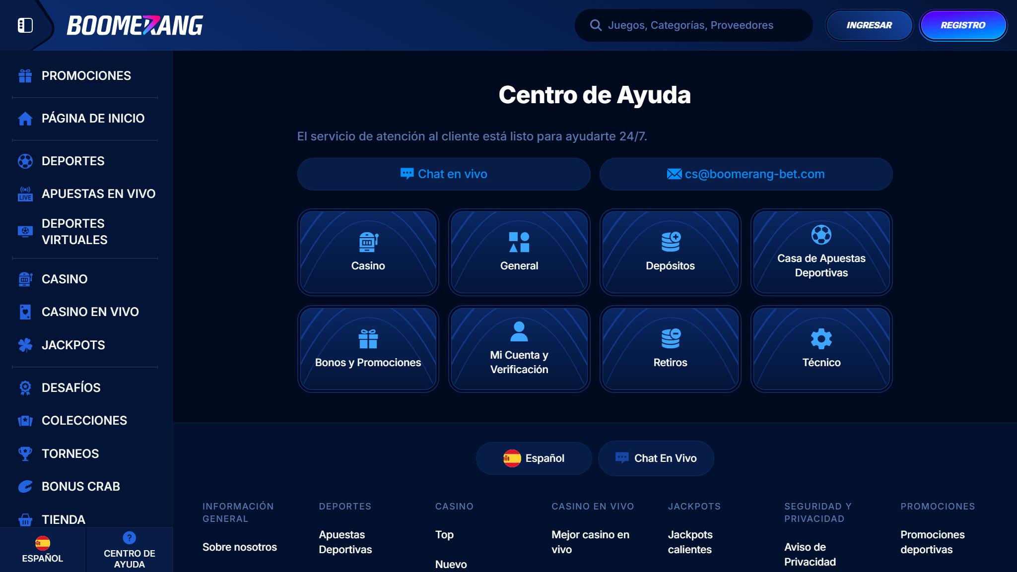 Boomerang-bet Bookmaker Support Spain, apuestaes.net