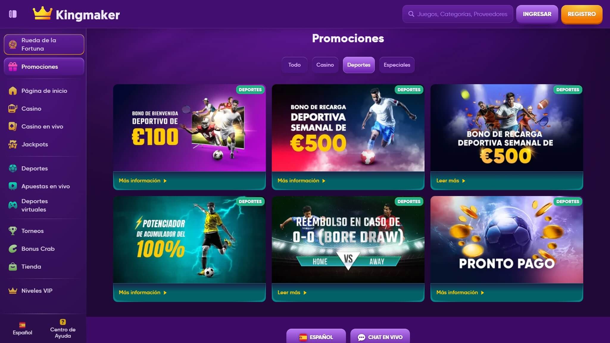 Kingmaker Bookmaker Sport Bonuses Spain, apuestaes.net
