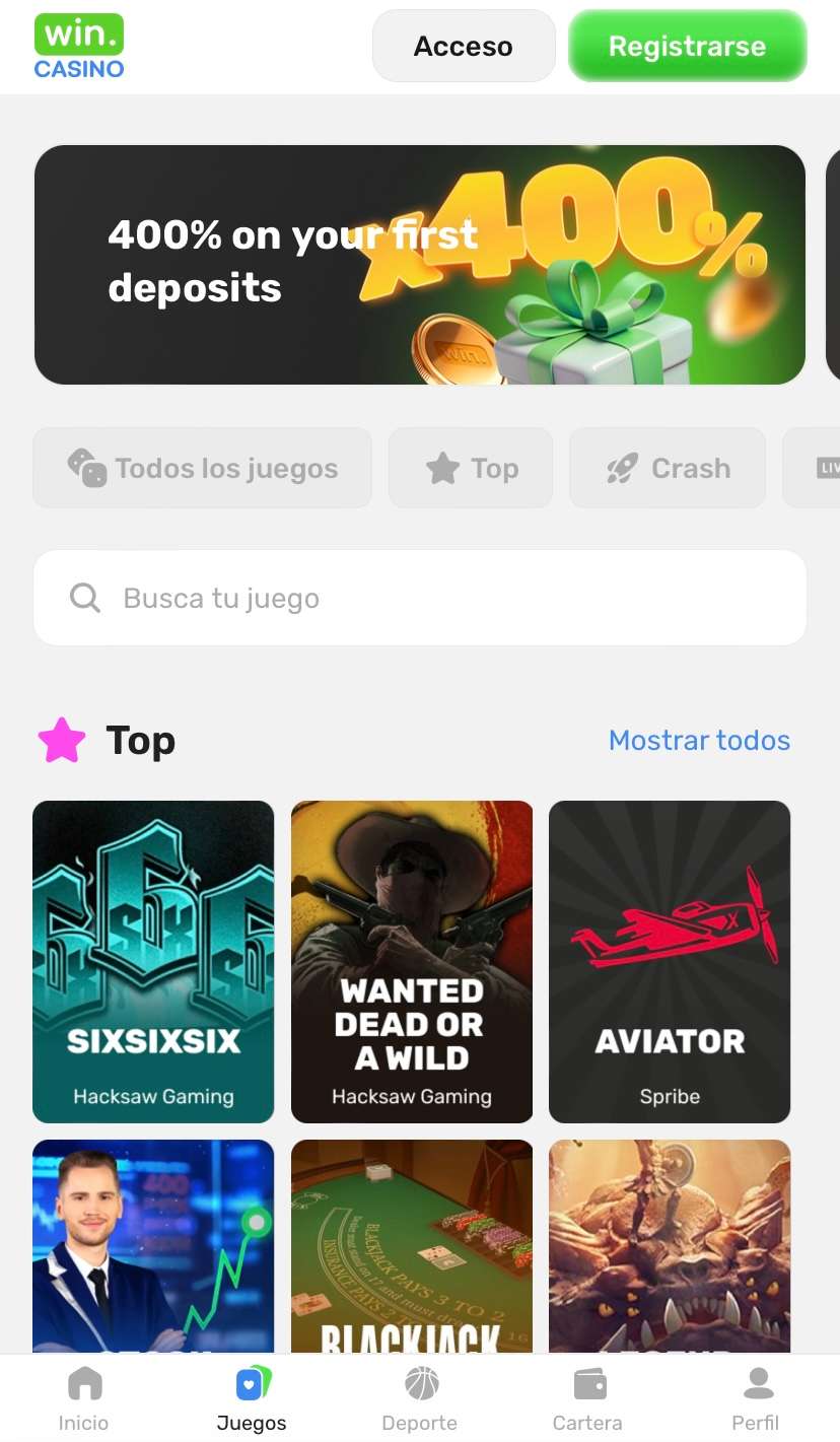 win casino página móvil