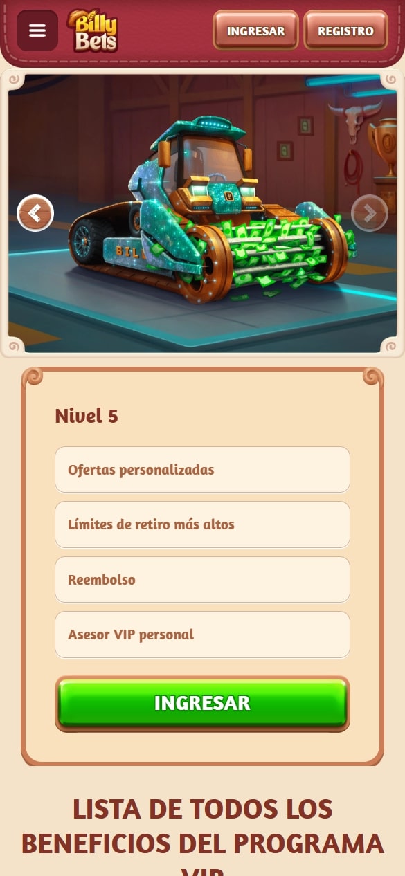 Billybets programa VIP
