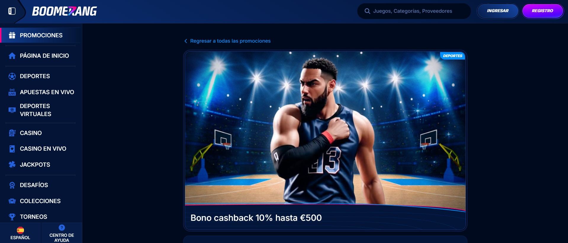 Bono de cashback de Boomerang Bet
