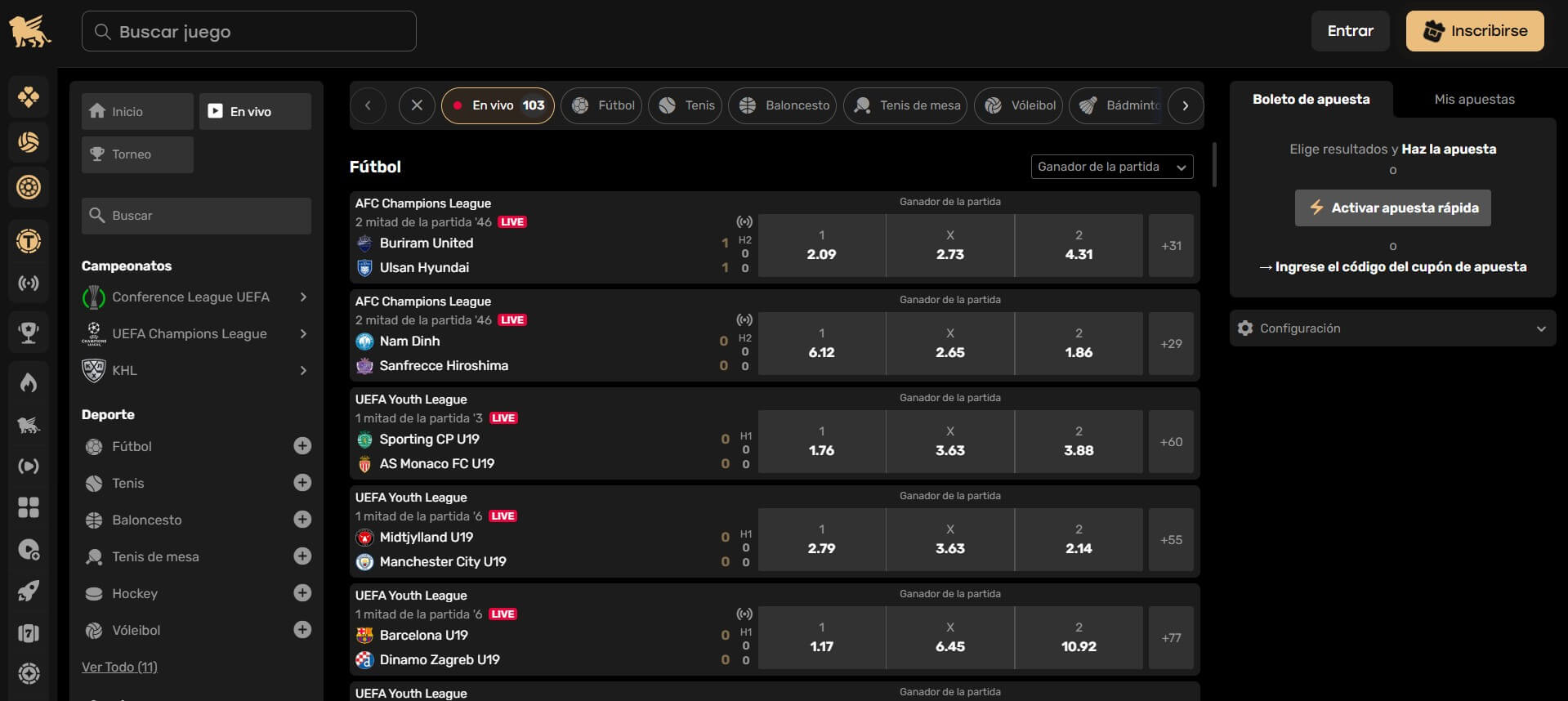 Fairspin apuestas en vivo