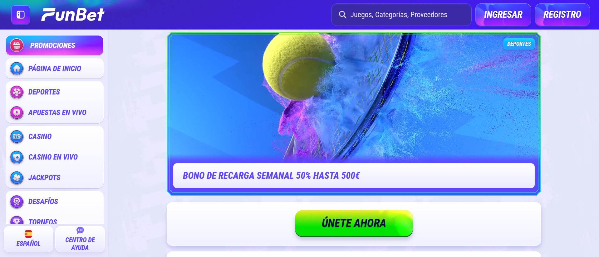 Funbet bono de recarga semanal