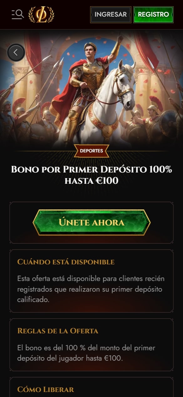 Bono de bienvenida de Legiano España