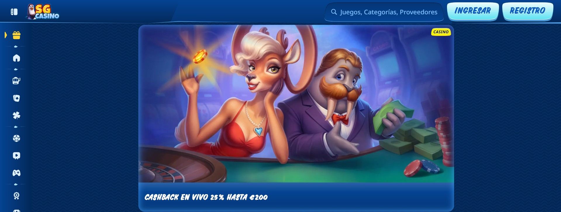 SG Casino cashback en vivo