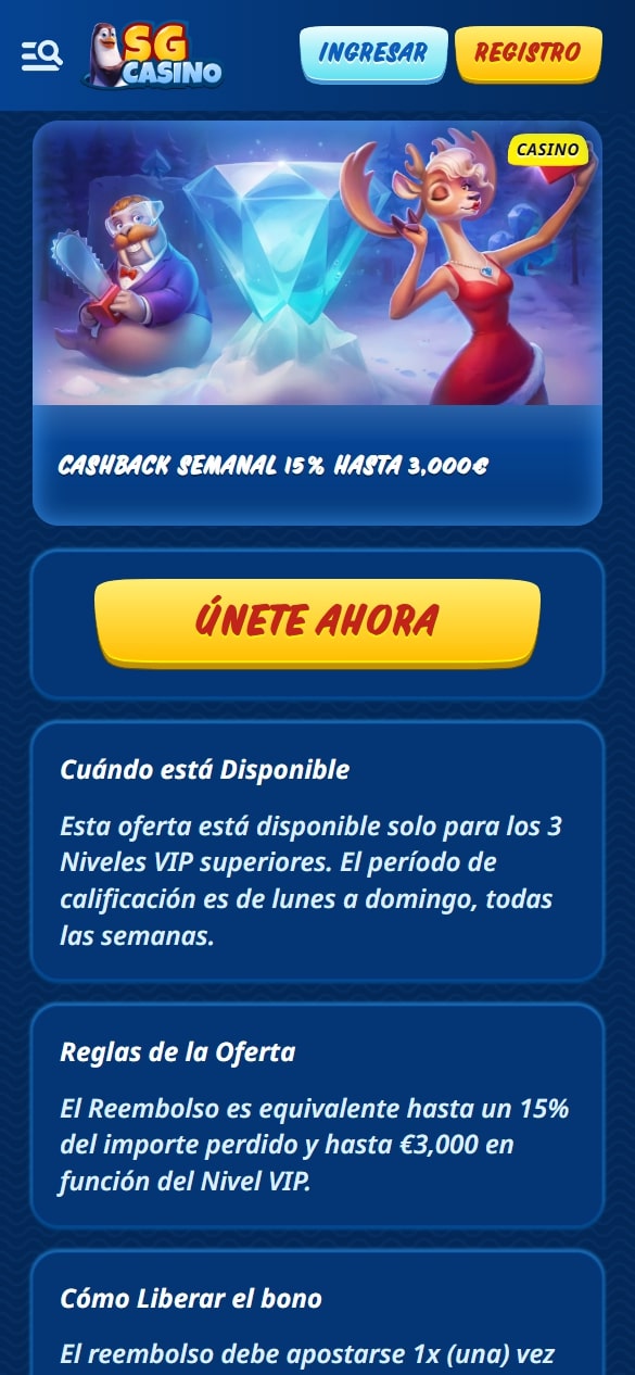 SG Casino cashback
