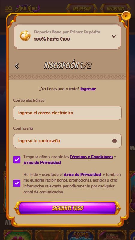 Creating an account on AbuKing