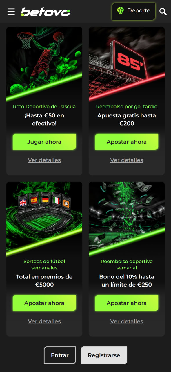 Bonos y Promociones Betovo Casa de apuestas en España