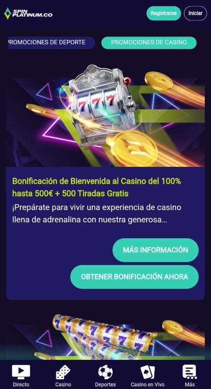 Página de promociones casino en spinplatinum