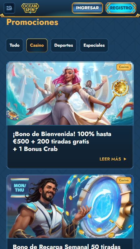 oceanspin bonus and promotions