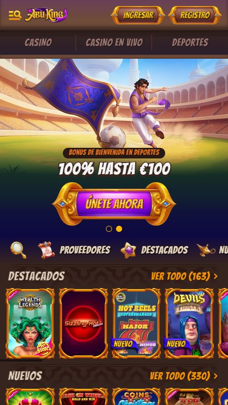 AbuKing bookmaker homepage