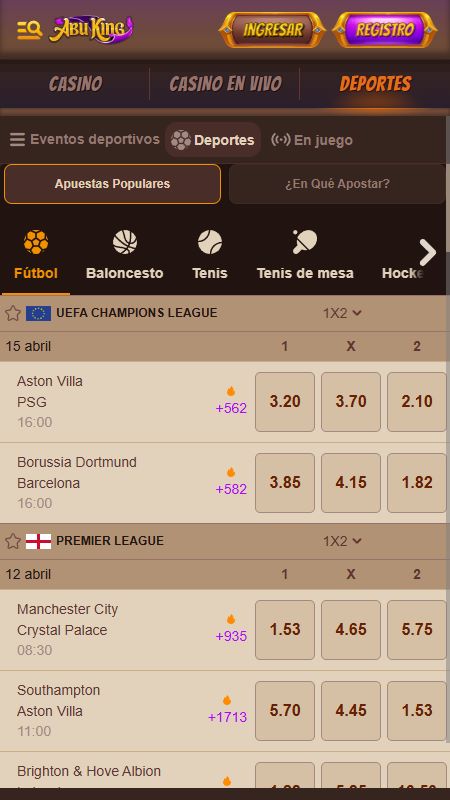 AbuKing sports betting interface