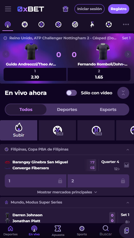 0xBet Bookmaker Live betting
