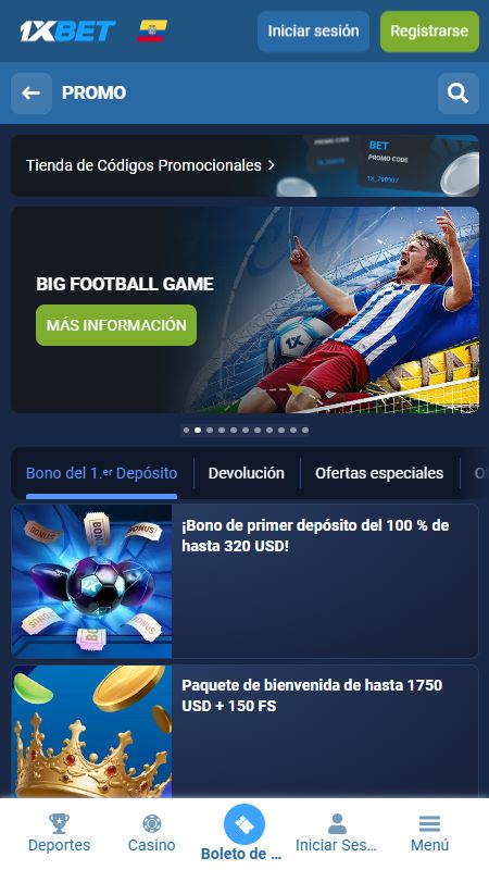 Bonos y promociones de 1xbet