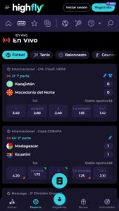 Interfaz de transmisión y apuestas en vivo Highflybet