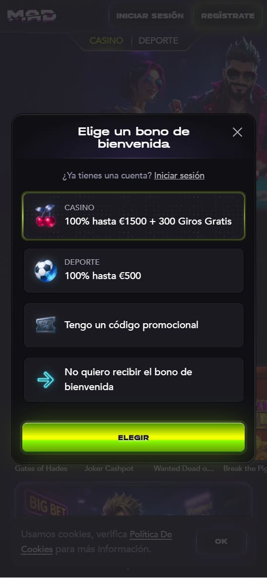 Madcasino registration