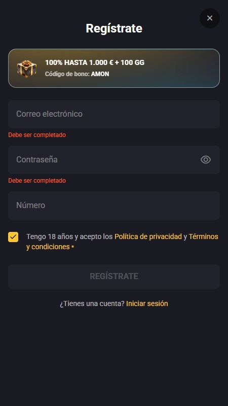 Crear una cuenta en AmonBet