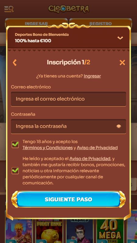 Crear una cuenta en Cleobetra