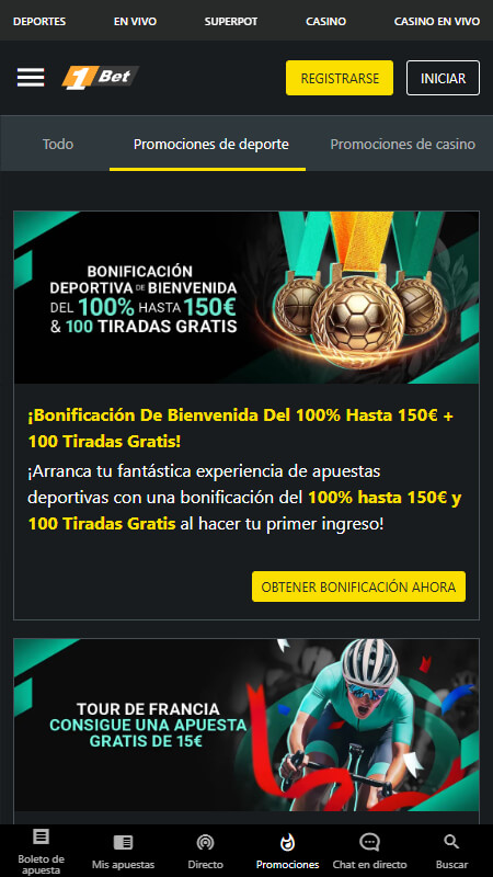 1Bet Bookmaker sport bonuses