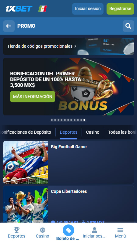 1xBet Bookmaker sport bonuses Mexico
