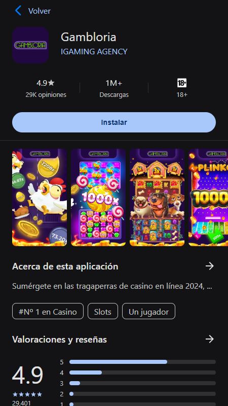 Descarga la aplicación móvil de Gambloria