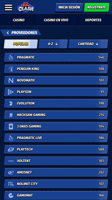 Proveedores de software de BigClash