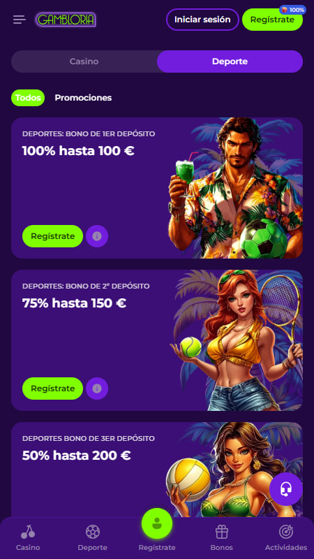 Bonos y promociones en Gambloria Casa de Apuestas