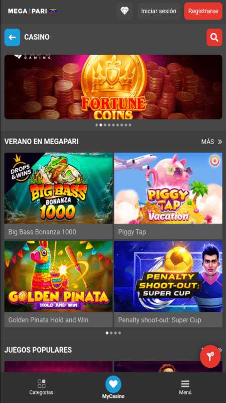 Megapari casino page