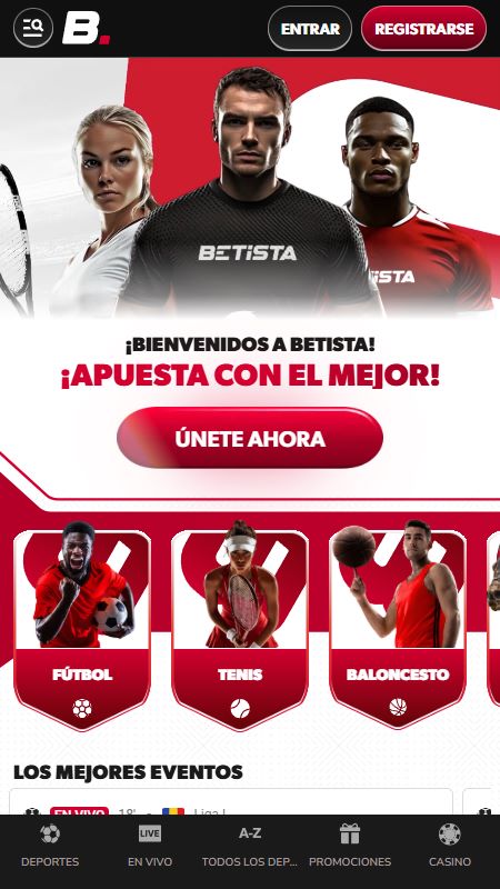 Página principal de Betista en línea